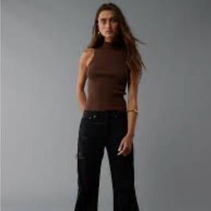 American Eagle Ribbed Brown Turtleneck Sweater Size Medium NWT